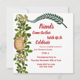 Invitación Amistad Otoño Otoño Saltos Verdes Calabaza Inv