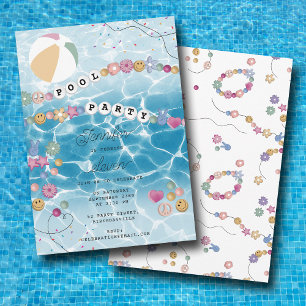 Invitación Amistad Pulsera Chica Piscina Natación Fiesta de C
