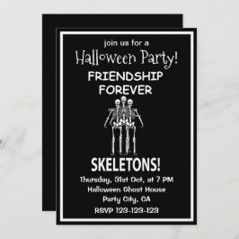 Invitación Amistad Skeleton Fiesta de Halloween para siempre