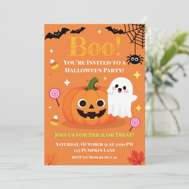 Invitación amistosa para fiesta de Halloween para  (Anverso de pie)