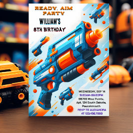 Invitación Ammo Team Army Cute Cool Neon Nerf 9th Birthday