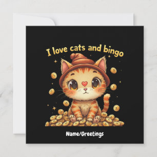Invitación Amo a los Gatos y Bingo Combo Perfecto Bingo Amor
