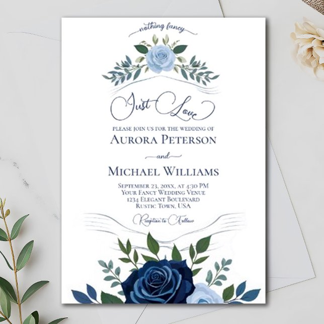 Invitación Amo a los Rosas azules elegantes amar a los Bodas  (Subido por el creador)