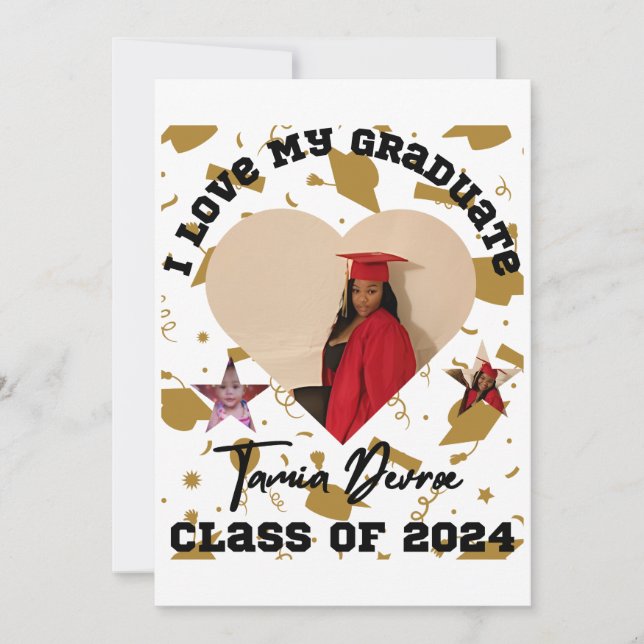 Invitación Amo a mi graduado 2024 Corazón (Anverso)