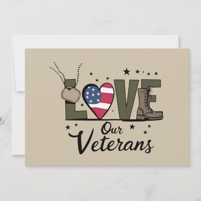 Invitación Amo a nuestros veteranos Día del Orgulloso Veteran (Anverso)