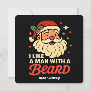 Invitación Amo a un hombre con barba Xmas Santa Claus diverti