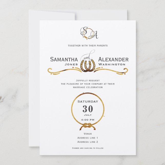Invitación Amo afortunado Boda de herraduras en el herradura  (Anverso)