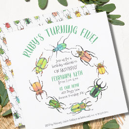 Invitación Amo Bugs Circle Watercolor Besales Cumpleaños