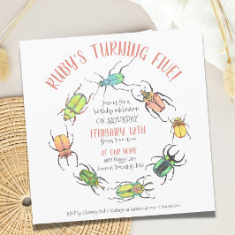Invitación Amo Bugs Circle Watercolor Besales Cumpleaños