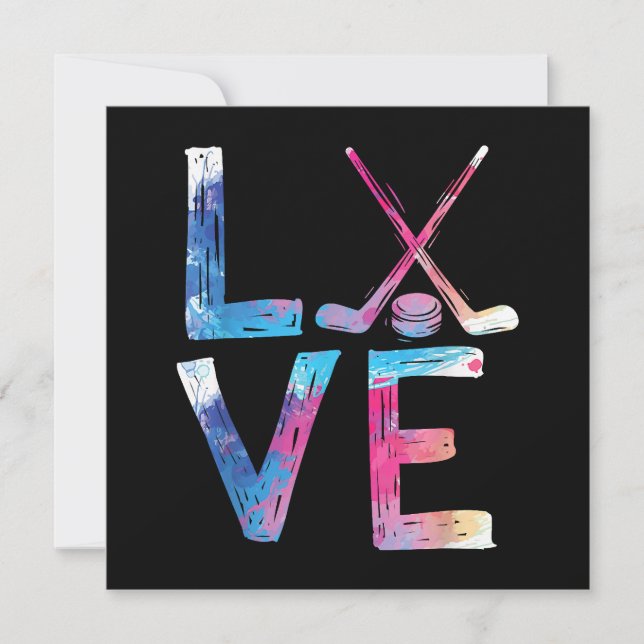 Invitación Amo Chicas de hockey sobre hielo Regalos de hockey (Anverso)