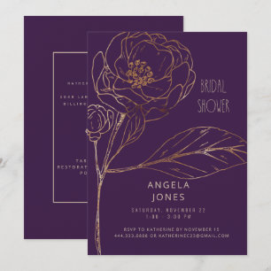 Invitación Amo floreciendo ciruela dorada floral ducha nupcia