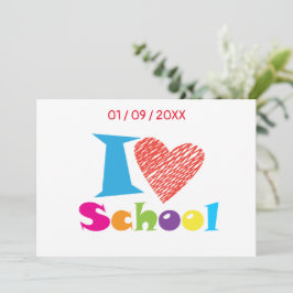 Invitación Amo La Escuela. De vuelta a la escuela. Personaliz