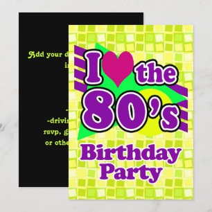 Invitación Amo la fiesta de cumpleaños de los 80