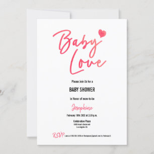 Invitación Amo lindo Valentino Bebé Amor Pink Heart Beber Duc