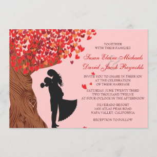 Invitación Amo Pareja Iniciales Oak Árbol Boda Caída