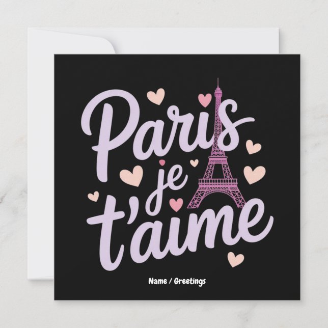 Invitación Amo París Je t'aime Eiffel Tower France T-Shirt (Anverso)