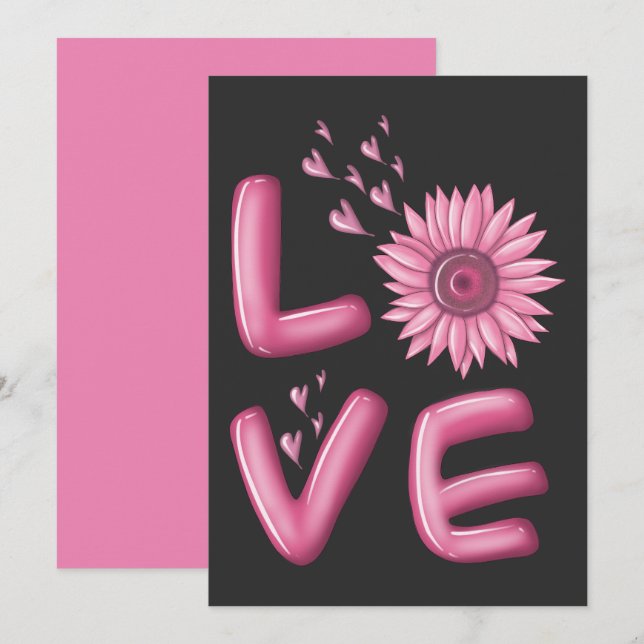 Invitación Amo Sunflower Rosa (Anverso / Reverso)