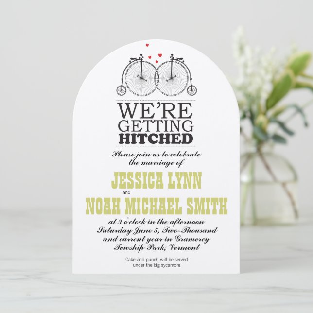 Invitación Amor a las bicicletas de cosecha (Anverso de pie)