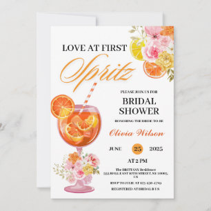 Invitación Amor a Primera Copa Floral Cóctel Despedida de Sol