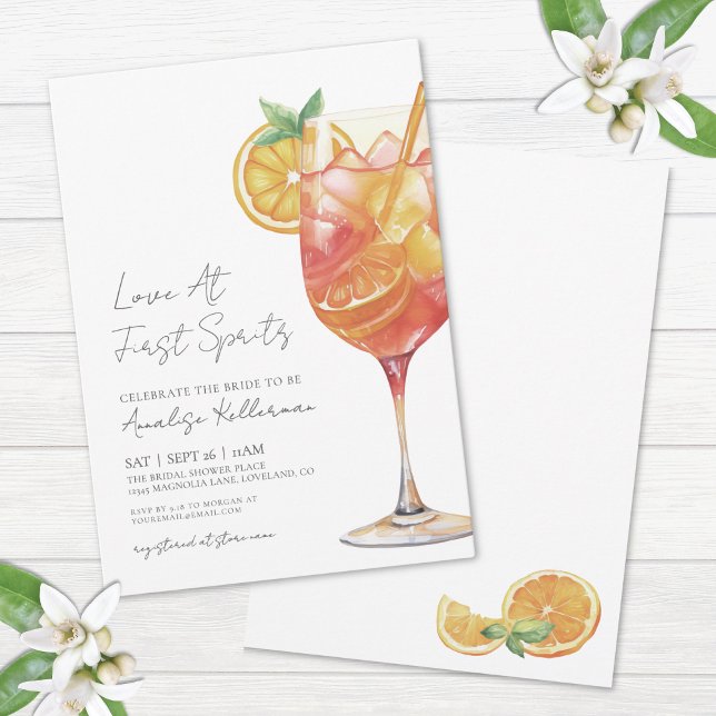 Invitación Amor a Primera Copa Spritz Fiesta de Despedida de  (Love At First Spritz Cocktail Bridal Shower Invitation)