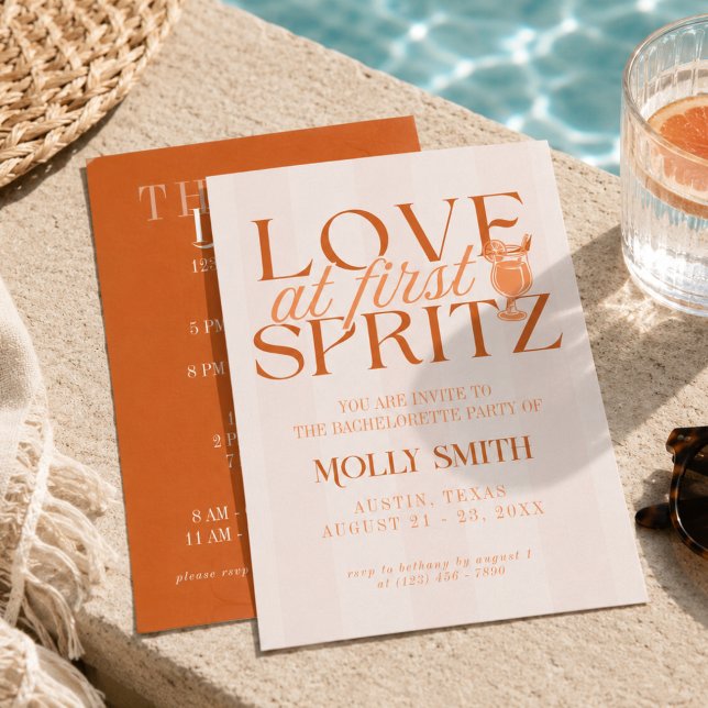 Invitación Amor a Primera Copita Soltera (Love at First Spritz Bachelorette Invitation)