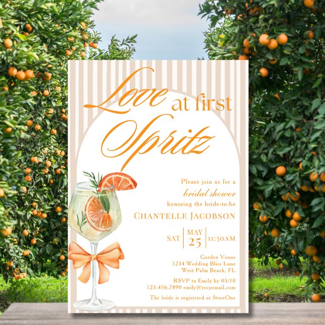 Invitación Amor a Primera Spritz Boho Rayas Despedida de Solt (Subido por el creador)
