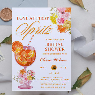Invitación Amor a Primera Spritz Cóctel Floral para Despedida