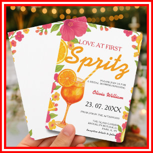 Invitación Amor a Primera Spritz Desayuno Nupcial de Naranja