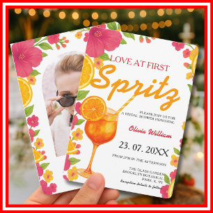 Invitación Amor a Primera Spritz Desayuno Nupcial de Naranja 