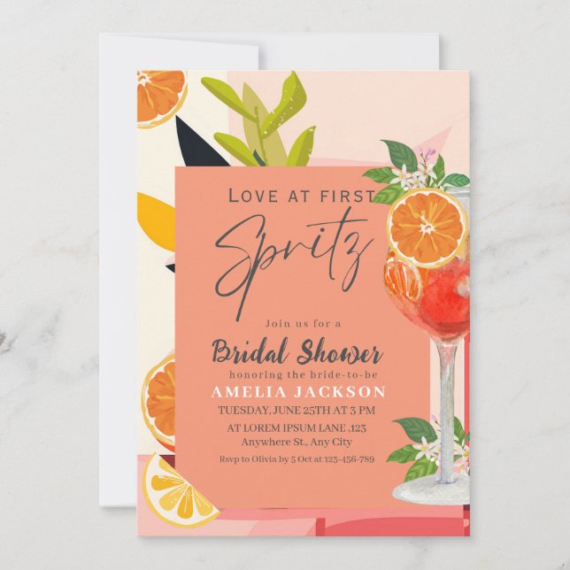 Invitación Amor al limón cítrico al primer spritz Bridal Show (Anverso)