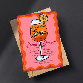 Invitación Amor al primer dibujo naranja retro spritz