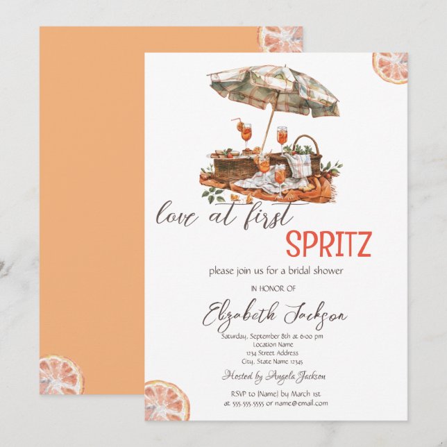 Invitación Amor al primer picnic de Spritz con acuarela (Anverso / Reverso)