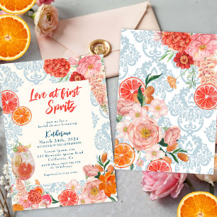 Invitación Amor al primer spritz naranja floral ducha de novi