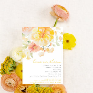 Invitación Amor amarillo veraniego en ducha de novia floral