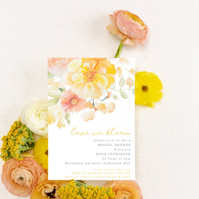 Invitación Amor amarillo veraniego en ducha de novia floral (Subido por el creador)