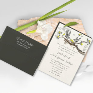 Invitación Amor Amor Amor Amarillo y Gris Boda