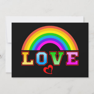 Invitación Amor Arcoiris Colorido Corazón Rojo
