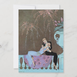 Invitación Amor Art Déco Vintage, Fiesta de Compromiso con Fu