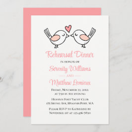 Invitación Amor Ave Pájaro Aves Rosa Boda Ensayo Cena