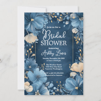 Invitación Amor Azul Nupcial, flores azules