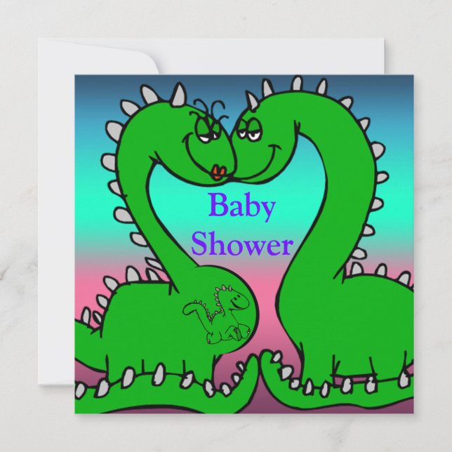 Invitación Amor Baby Shower de Dino (Anverso)