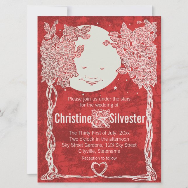Invitación Amor bajo las estrellas, boda (Anverso)