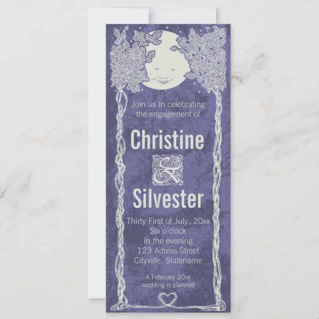 Invitación Amor bajo las estrellas, compromiso (Anverso)