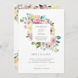 Invitación Amor bendito | Boda floral rosa acuarela