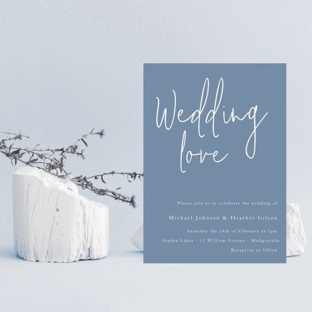 Invitación Amor boda: Boda azul y blanco moderno (Subido por el creador)