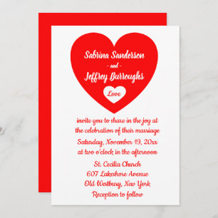 Invitación Amor Boda rojo y blanco