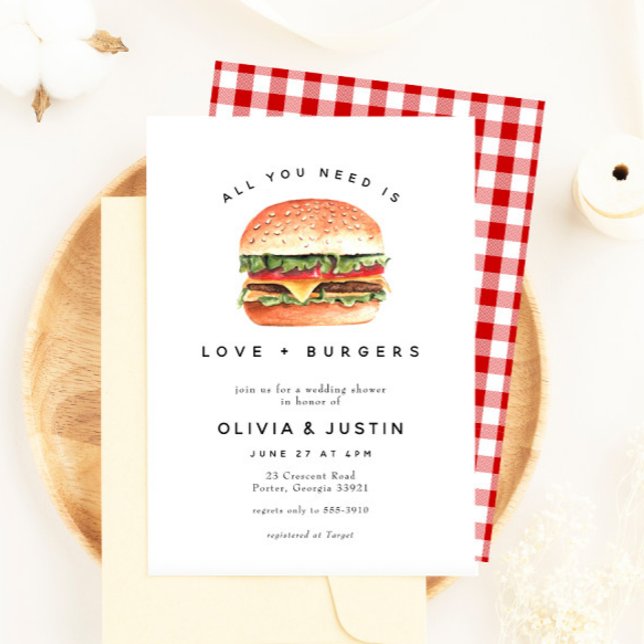 Invitación Amor + Burgers Picnic BBQ Wedding Ducha (Subido por el creador)