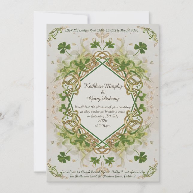 Invitación Amor célico irlandés tradicional Knot & Shamrock (Anverso)
