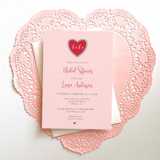Invitación Amor Corazón Rojo Ducha Novial XOXO (Subido por el creador)