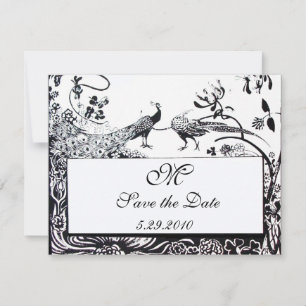 Invitación AMOR DE AVES DE BODAS MONOGRAMA, negro y blanco